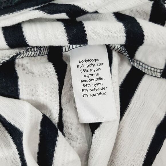Maurices SMALL Black White Stripe SS v-neck Blouse Top - Picture 6 of 6